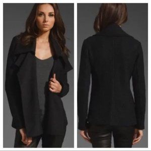 THEORY RIVA C AMAZING CASHMERE BLEND WATERFALL FRONT JACKET - CHARCOAL